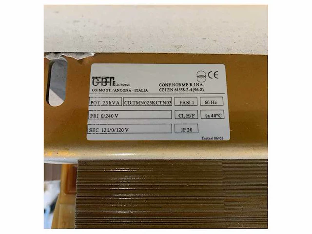 Gbt cd.tmn025kctn02 transformer 25kva 240v single phase - afbeelding 3 van  7