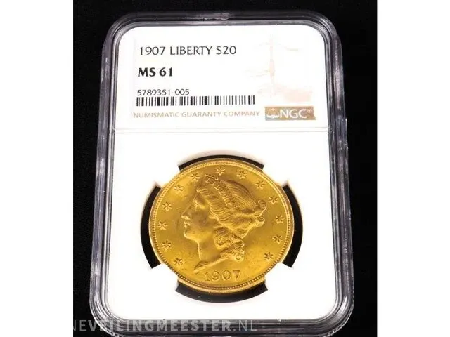 Gecertificeerde liberty 20 dollar usa 1907 - afbeelding 1 van  4