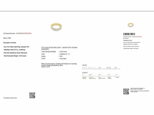 Geel gouden ring 14 krt. met diamant 3,66 crt. - afbeelding 3 van  10