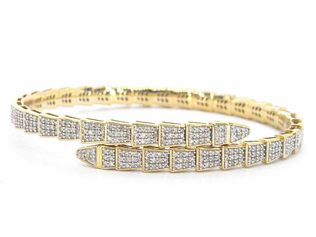 Geelgouden armband van slangen model met natuurlijke diamanten - afbeelding 1 van  11