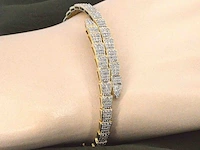 Geelgouden armband van slangen model met natuurlijke diamanten - afbeelding 4 van  11