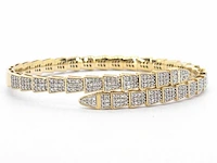 Geelgouden armband van slangen model met natuurlijke diamanten - afbeelding 6 van  11