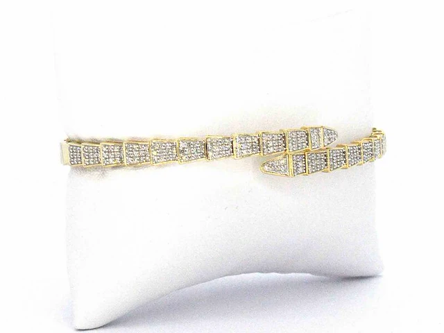 Geelgouden armband van slangen model met natuurlijke diamanten - afbeelding 7 van  11