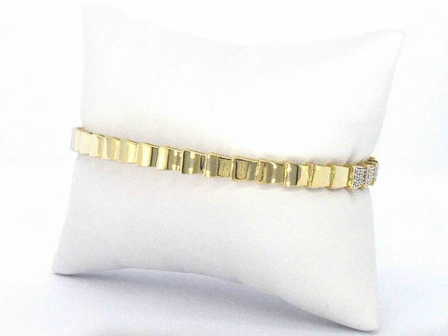 Geelgouden armband van slangen model met natuurlijke diamanten - afbeelding 10 van  11