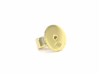 Geelgouden champagne gekleurde solitair oorbellen met 3.60 carat natuurlijke grote diamanten - afbeelding 7 van  8