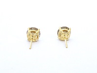 Geelgouden champagne gekleurde solitair oorbellen met 3.60 carat natuurlijke grote diamanten - afbeelding 6 van  8