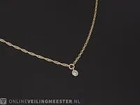 Geelgouden collier met diamant - afbeelding 1 van  7