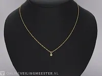 Geelgouden collier met diamant - afbeelding 2 van  7
