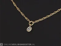 Geelgouden collier met diamant - afbeelding 3 van  7