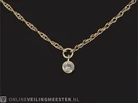 Geelgouden collier met diamant - afbeelding 4 van  7