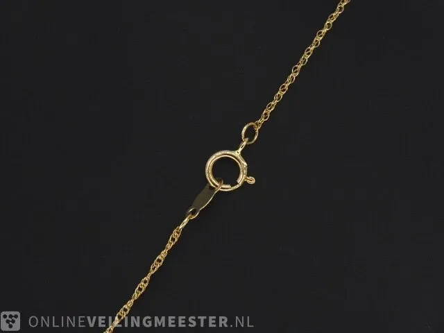 Geelgouden collier met diamant - afbeelding 5 van  7