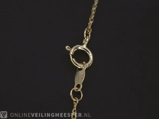 Geelgouden collier met diamant - afbeelding 6 van  7