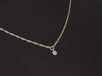 Geelgouden collier met diamant - afbeelding 1 van  8