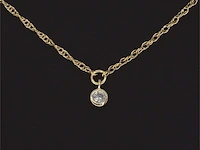 Geelgouden collier met diamant - afbeelding 4 van  8