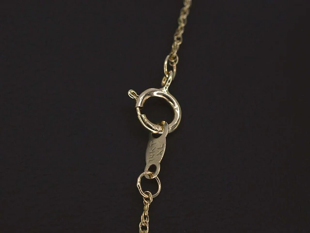 Geelgouden collier met diamant - afbeelding 6 van  8