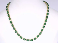 Geelgouden collier met diamanten en smaragd - afbeelding 1 van  5