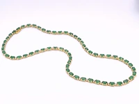 Geelgouden collier met diamanten en smaragd - afbeelding 5 van  5