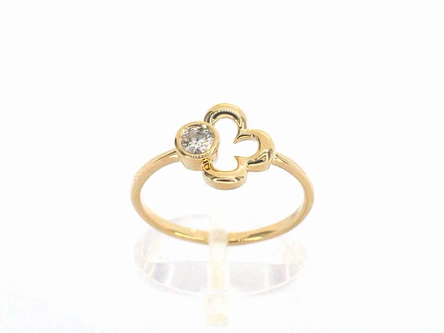 Geelgouden design ring met natuurlijke diamant - afbeelding 1 van  7