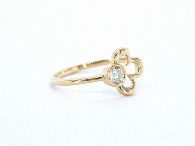 Geelgouden design ring met natuurlijke diamant - afbeelding 3 van  7