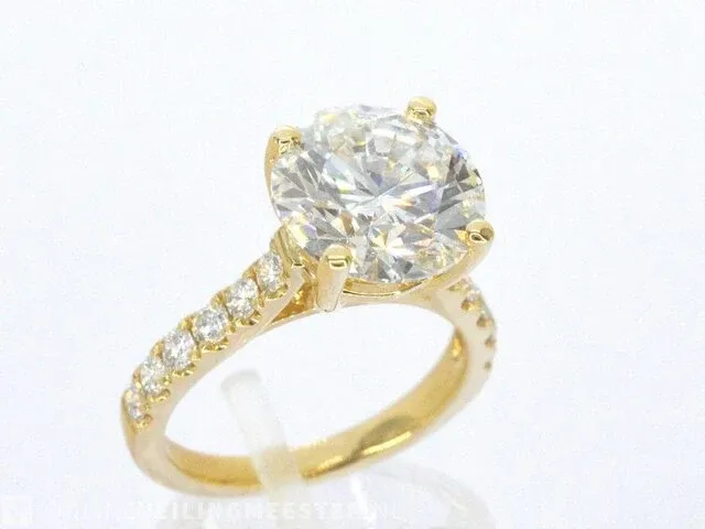Geelgouden diamanten solitair ring met een grote diamant van 5.00 carat - afbeelding 4 van  9