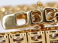 Geelgouden exclusieve tennis collier met champagne en cognac diamanten - afbeelding 3 van  13