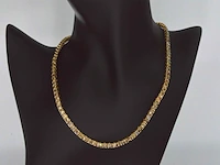 Geelgouden exclusieve tennis collier met champagne en cognac diamanten - afbeelding 1 van  13