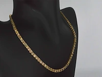 Geelgouden exclusieve tennis collier met champagne en cognac diamanten - afbeelding 6 van  13