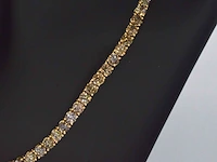 Geelgouden exclusieve tennis collier met champagne en cognac diamanten - afbeelding 8 van  13