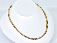 Geelgouden exclusieve tennis collier met champagne en cognac diamanten - afbeelding 11 van  13