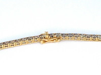 Geelgouden exclusieve tennis collier met champagne en cognac diamanten - afbeelding 2 van  11