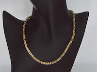 Geelgouden exclusieve tennis collier met champagne en cognac diamanten - afbeelding 1 van  11