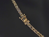 Geelgouden exclusieve tennis collier met champagne en cognac diamanten - afbeelding 7 van  11
