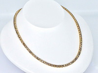 Geelgouden exclusieve tennis collier met champagne en cognac diamanten - afbeelding 9 van  11