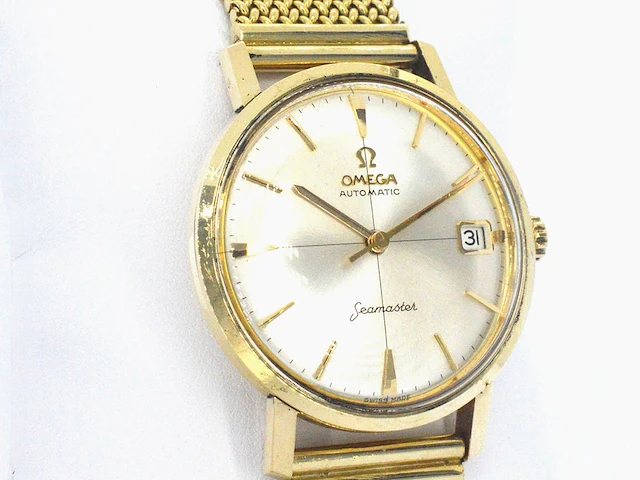 Geelgouden horloge met milanese band van het merk omega - afbeelding 1 van  12