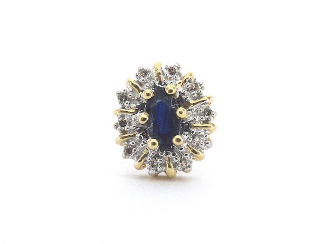 Geelgouden oorbellen met saffieren en diamanten - afbeelding 6 van  9