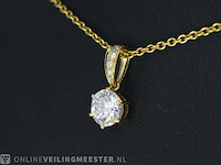 Geelgouden solitair hanger met een diamant 1.00 carat - afbeelding 3 van  8