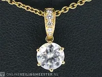 Geelgouden solitair hanger met een diamant 1.00 carat