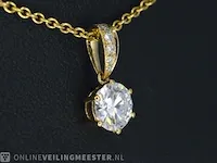 Geelgouden solitair hanger met een diamant 1.00 carat - afbeelding 4 van  7