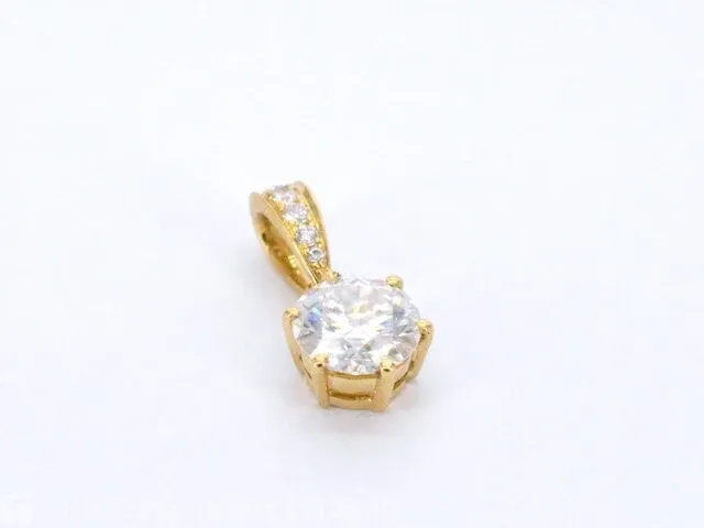 Geelgouden solitair hanger met een diamant 1.00 carat - afbeelding 5 van  7