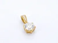 Geelgouden solitair hanger met een diamant 1.00 carat - afbeelding 5 van  7