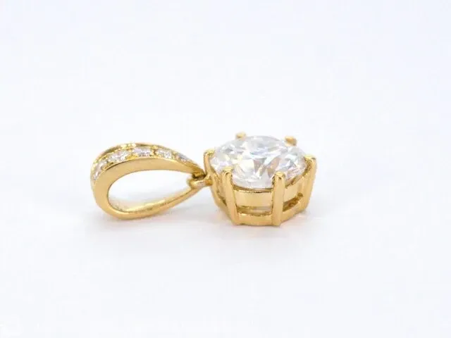 Geelgouden solitair hanger met een diamant 1.00 carat - afbeelding 6 van  7