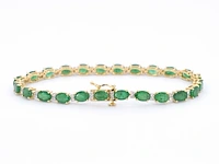 Geelgouden tennisarmband met diamanten en smaragden - afbeelding 3 van  7