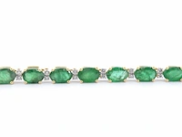 Geelgouden tennisarmband met diamanten en smaragden - afbeelding 6 van  7