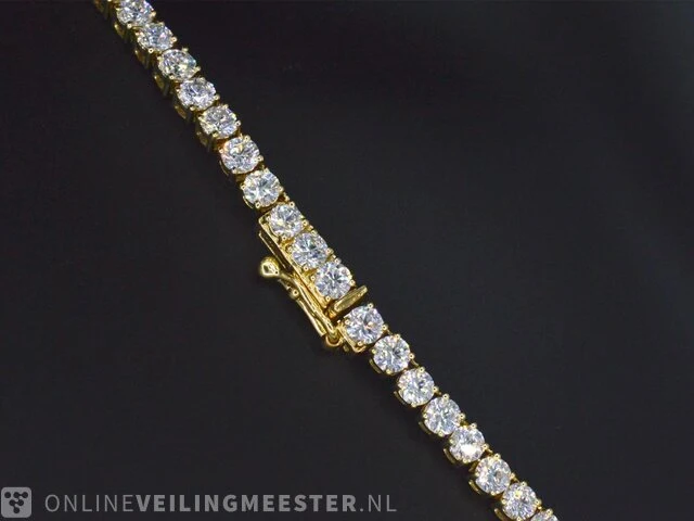 Geelgouden tenniscollier met 14.77 carat briljant geslepen diamant - afbeelding 5 van  7