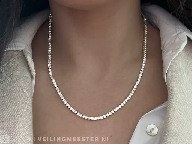 Geelgouden tenniscollier met 14.77 carat briljant geslepen diamant - afbeelding 6 van  7