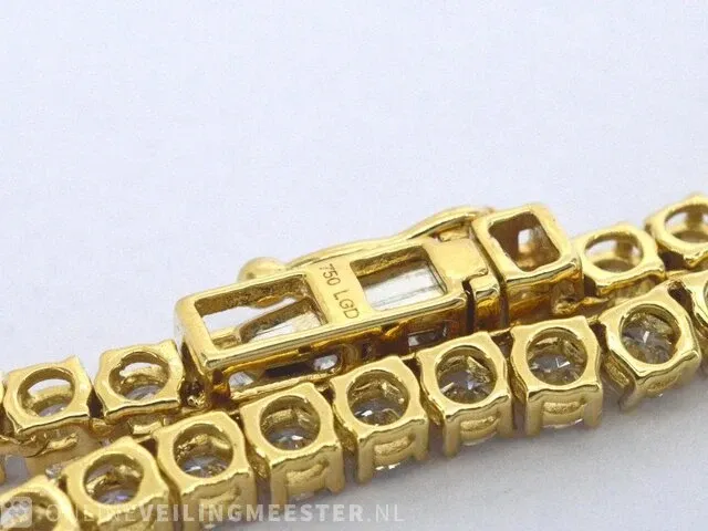 Geelgouden tenniscollier met 14.77 carat briljant geslepen diamant - afbeelding 7 van  7