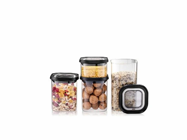 Gefu voorraadpotten set van 4 400 ml 2 x 900 ml 1400 ml glas zwart - afbeelding 2 van  5