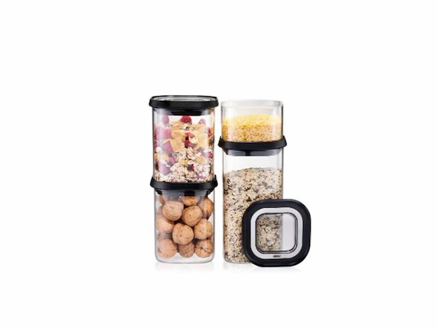 Gefu voorraadpotten set van 4 400 ml 2 x 900 ml 1400 ml glas zwart - afbeelding 3 van  5