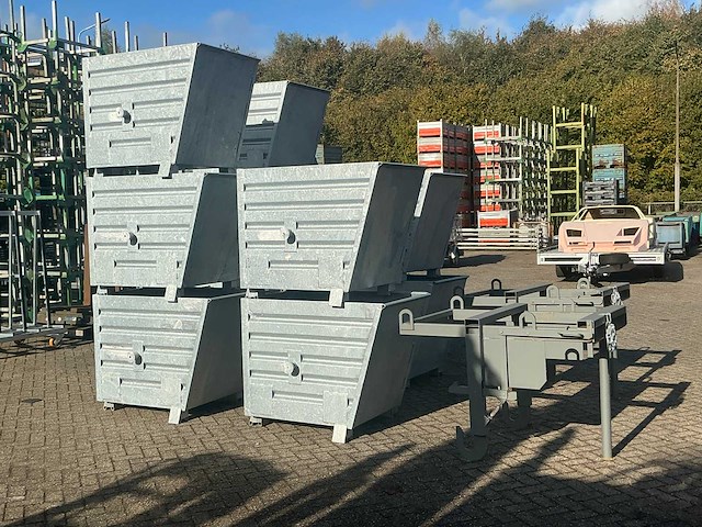 Gegalvaniseerde stapelbare kantelbak (5x) met traverse - afbeelding 2 van  14