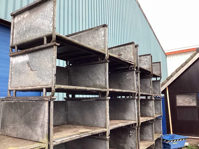 Gegalvaniseerde stapelbare kratten - 1200x1000x650 mm - stacking crates (100x) - afbeelding 1 van  4